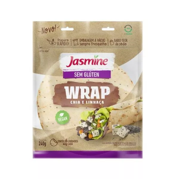 WRAP CHIA E LINHACA SEM GLUTEN JASMINE 240 G 