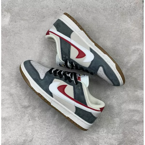 Tênis NK Dunk Low (Dois símbolos) - Cinza/Branco -...