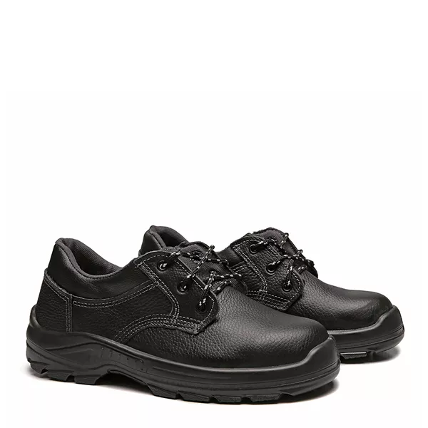 SAPATO PRETO AMARRAR COURO FLOR BICO PLASTICO PU B... - FUJIWARA