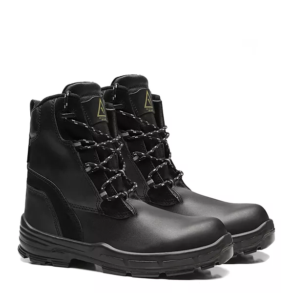 BOTA COLUMBUS PRETA AMARRAR COURO LISO BICO COMPOS... - FUJIWARA