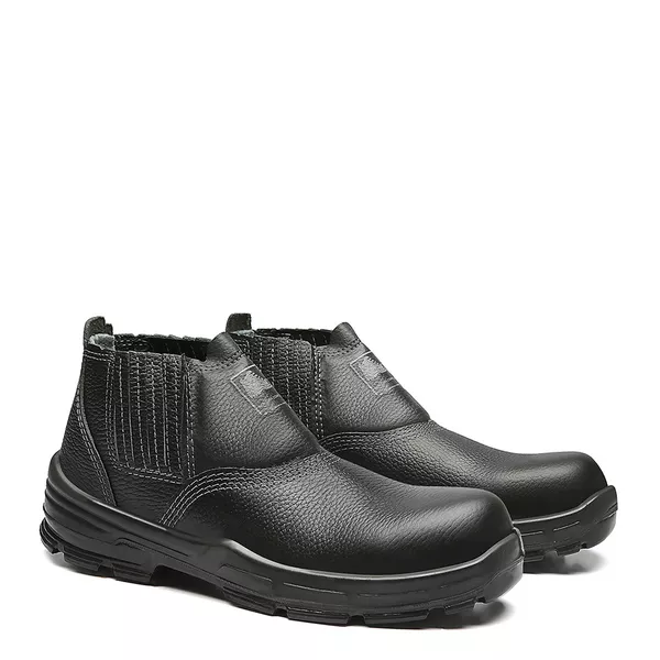 BOTINA PRETA ELASTICO COURO BICO COMPOSITE PU BIDE... - FUJIWARA