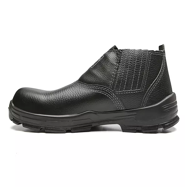 BOTINA PRETA ELASTICO COURO BICO COMPOSITE PU BIDENSIDADE | FUJIWARA