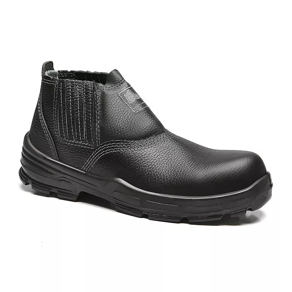 BOTINA PRETA ELASTICO COURO BICO COMPOSITE PU BIDENSIDADE (PRP