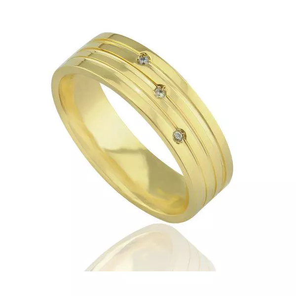 Par de Alianças de Casamento Trabalhada em Ouro 18K