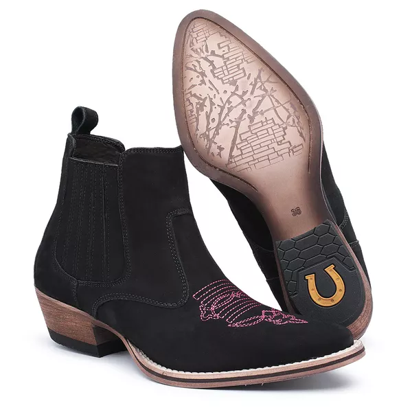 Bota Country Texana Bico Fino Cano Curto