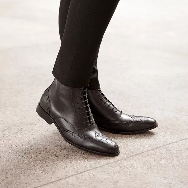 Bota Oxford Brogue Couro Preto | GIANNO | GIANNO