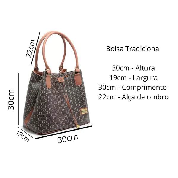 Bolsa Feminina Estilo Saco Grande De Ombro estampada Marrom - Gouveia Costa 