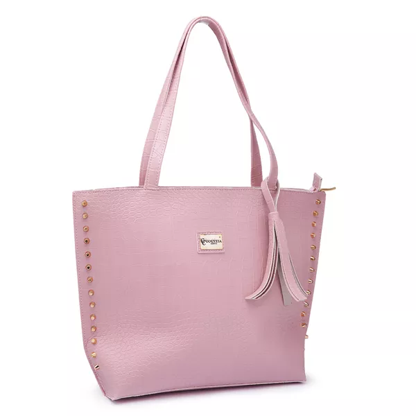 Bolsa Feminina Exclusive Estilo Sacola Grande De Ombro Croco Rosa - Gouveia Costa 