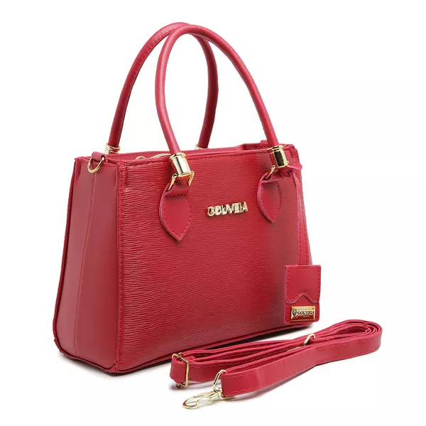 Bolsa Luxo Feminina Vermelha Baú Alça de Mão e Transversal - Gouveia Costa 