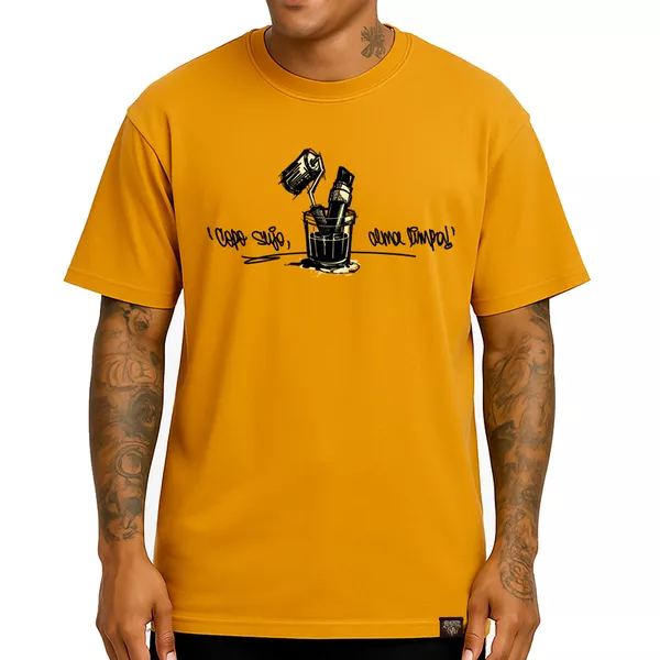 Camiseta COPO SUJO - Mostarda - Graffiti com Café