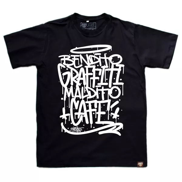Camiseta Bendito Maldito - Preta - Graffiti com Café
