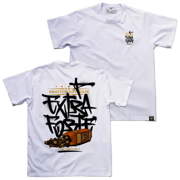 Camiseta Extra Forte - Branca - Graffiti com Café