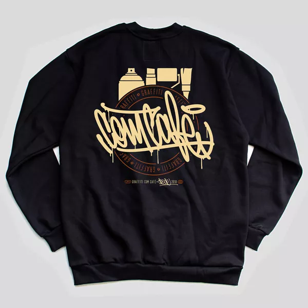 Moletom Careca LABEL - Preto - Graffiti com Café