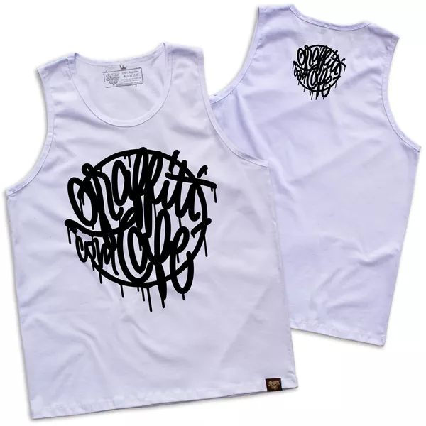 Regata TYPE Graffiti com Café - Branca - Graffiti com Café