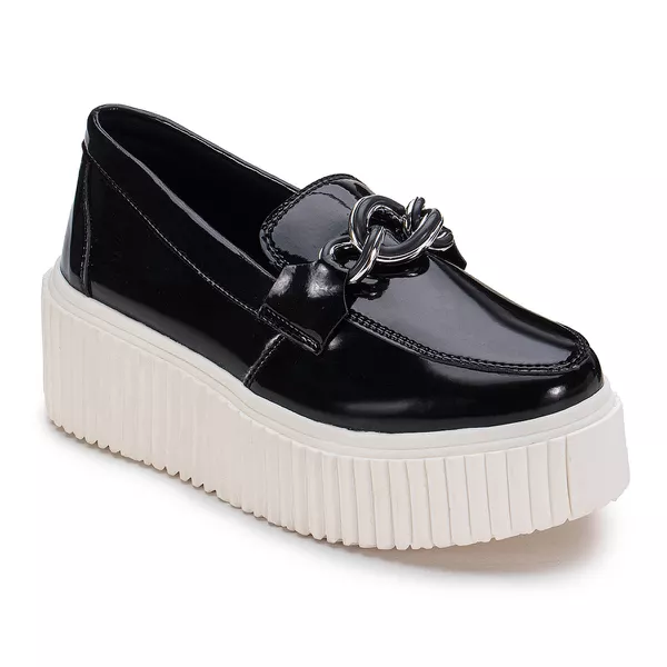 y414185　レディース　BLK M Mocassim Victoria Feminino Metalizado GuGi 405-GG - Preto Verniz