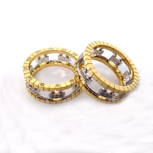 Aliança de Bodas de Prata Elos de Conecção em Duas Cores - Ouro