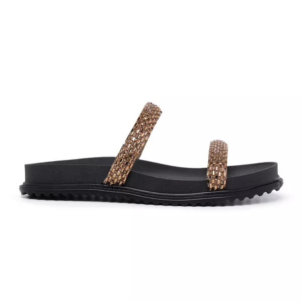Sandália Feminina Papete Mist Ouro - Hella Shoes