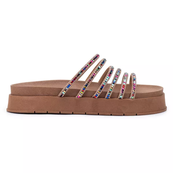 Sandália Feminina Papete Flora Bege - Hella Shoes