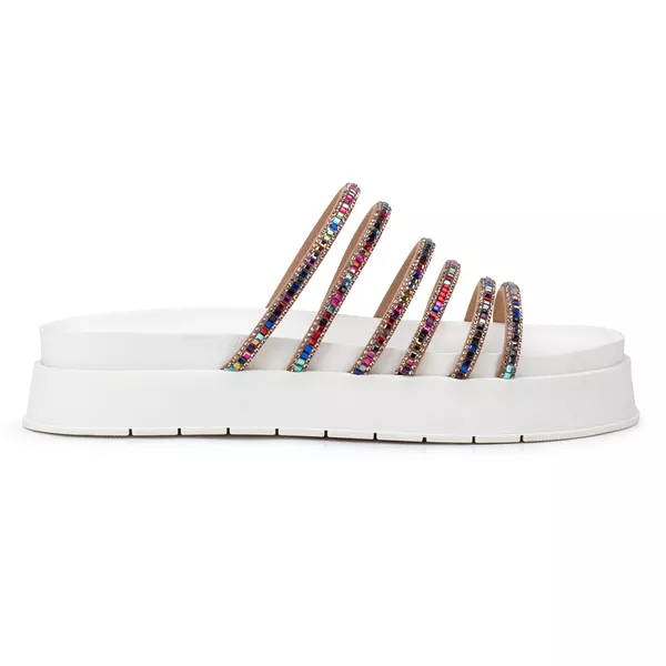 Sandália Feminina Papete Flora Branco - Hella Shoes