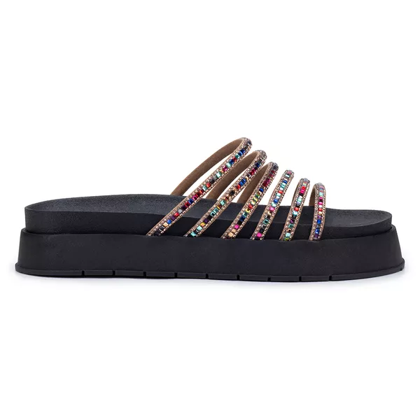 Sandália Feminia Papete Flora Preta - Hella Shoes