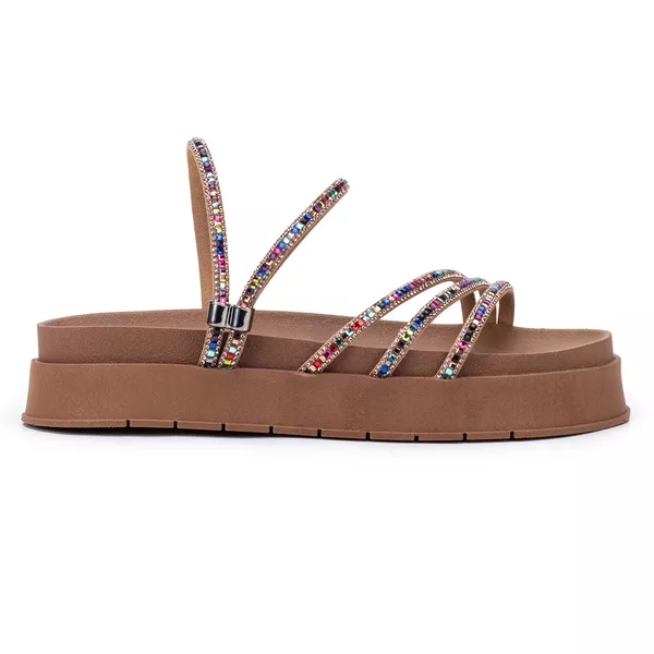 Sandália Papete Feminina Valen Bege - Hella Shoes