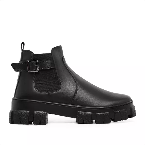 Bota Feminina Tratorada Fivela Zaya Preta - Hella Shoes