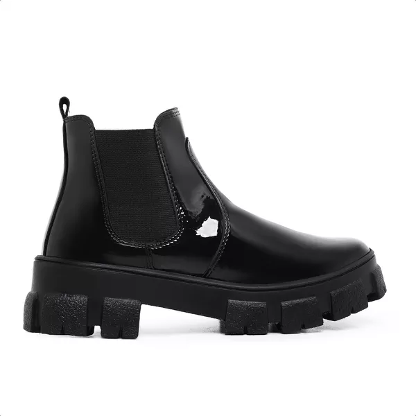Bota Feminina Tratorada Stella Verniz Preta - Hella Shoes