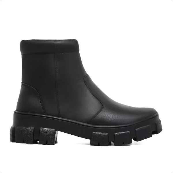 Bota Feminina Tratorada Zíper Karen Preta - Hella Shoes