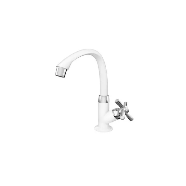 Torneira para Lavatório de Mesa Branca e Cromada PVC Cross Tigre