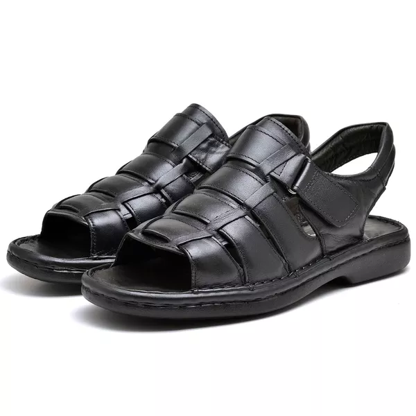 Sandalia Anti-stress em Couro Pelica com Sola de EVA Cor: Preto
