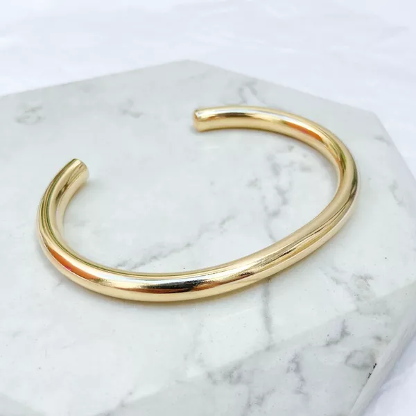 Bracelete Tubo Liso Folheado a Ouro 18k