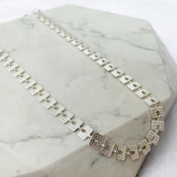 Colar Choker Square Folheado em Prata 925