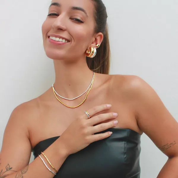 Colar Canutilhos Finos Folheado em Ouro 18k