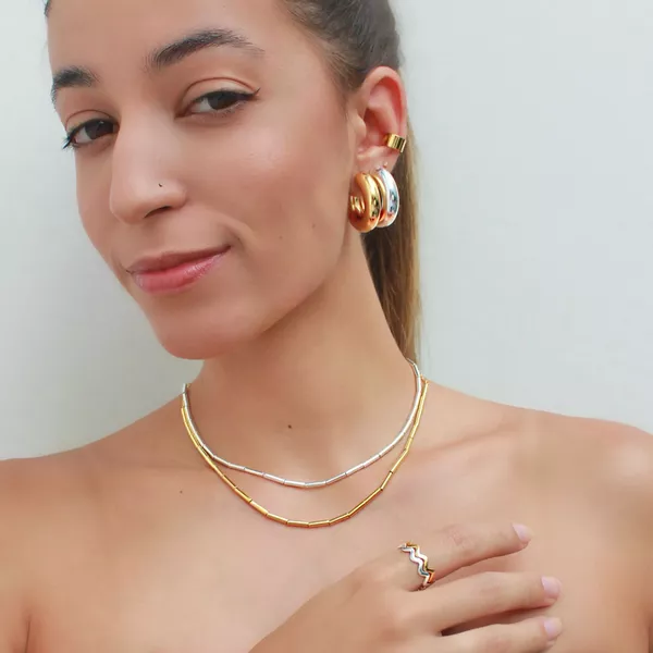 Colar Canutilhos Finos Folheado em Ouro 18k