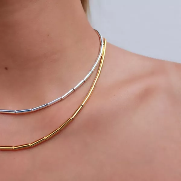Colar Canutilhos Finos Folheado em Ouro 18k