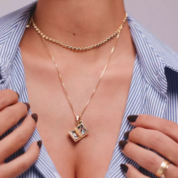 Colar Choker Bolinhas Achatadas G Folheado em Ouro 18k