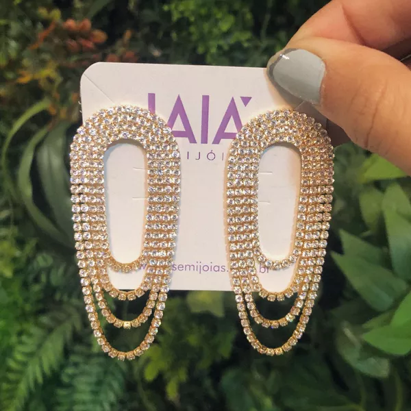 Brinco Arco Íris Franja Folheado em Ouro 18k
