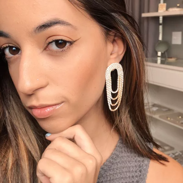 Brinco Arco Íris Franja Folheado em Ouro 18k