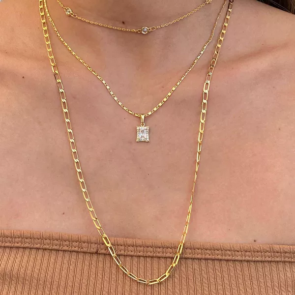 Colar Longo Elos Achatados Folheado em Ouro 18k