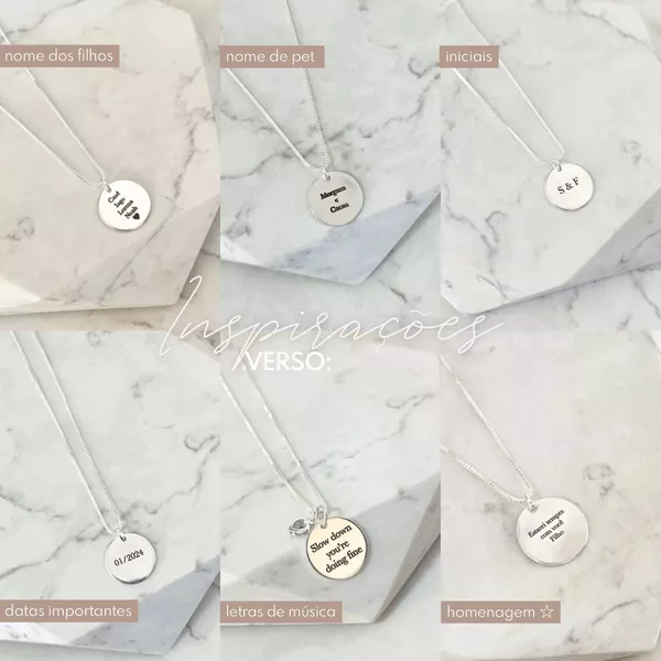 Colar Medalha M Personalizada Folheado em Prata 925