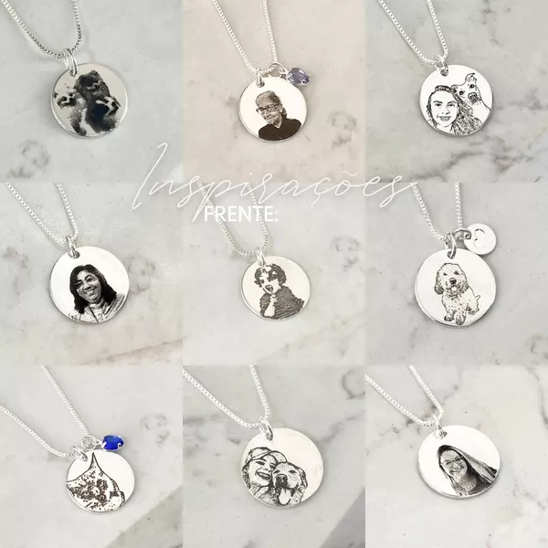 Colar Medalha M Personalizada Folheado em Prata 925