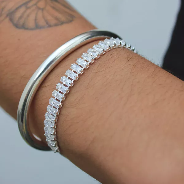 Pulseira Riviera baguete Folheado em Prata 925