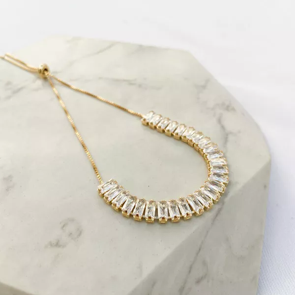 Pulseira Riviera baguete Folheado em Ouro 18k