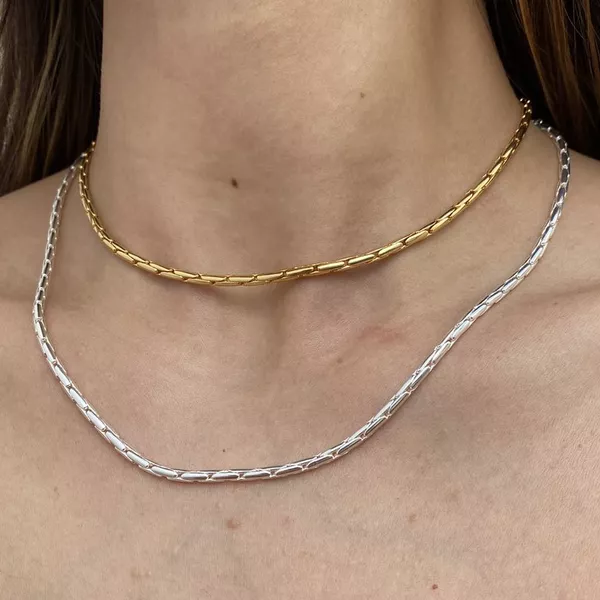 Colar Choker Becky Folheado em Ouro 18k