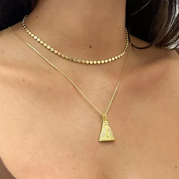 Colar Choker Bolinhas Achatadas G Folheado em Ouro 18k