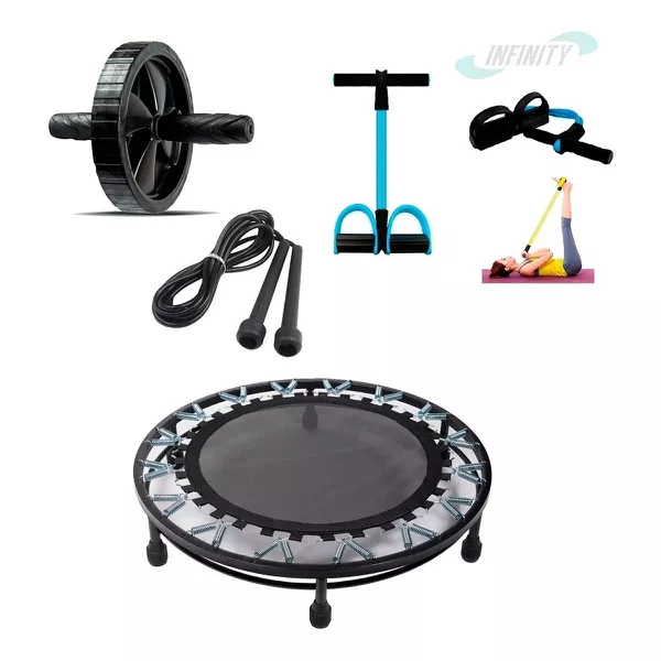 Kit Aeróbico Mini Jump + Roda Abdômen +extensor +corda Cross | INFINITY ...