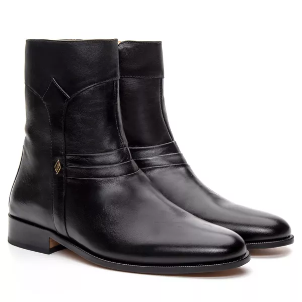 Tamanho Especial Bota Social Masculina Preta 7024 - JACOMETTI
