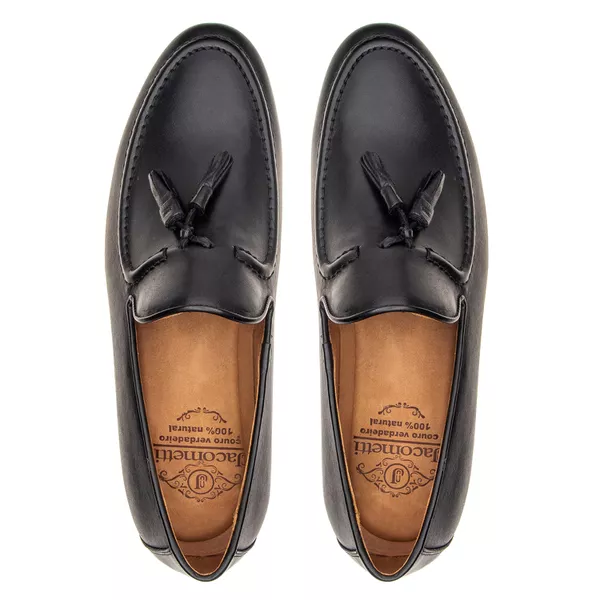 Mocassim Loafer Tassel Napoli Preto | JACOMETTI