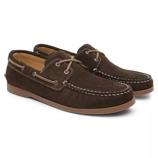 Mocassim Sider Casual Masculino de Couro Camurça Café 3587