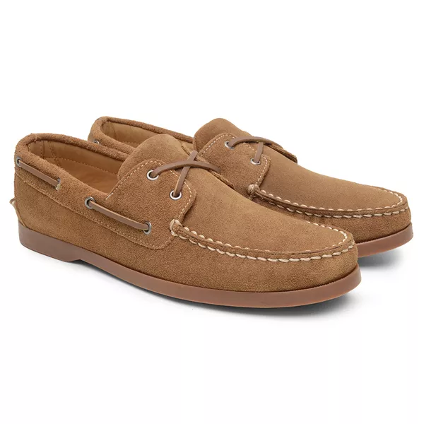 Mocassim Sider Casual Masculino de Couro Camurça C... - JACOMETTI